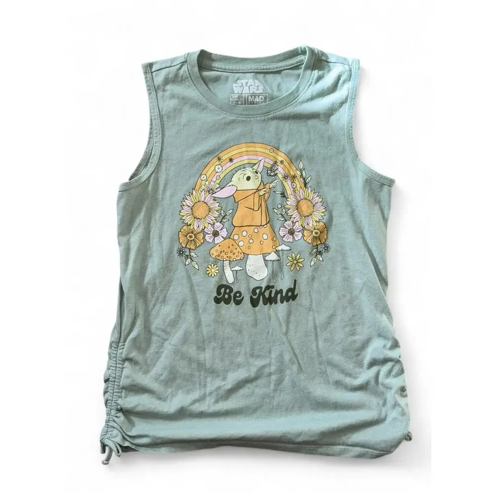 Star Wars Girls Yoda "Be Kind" Tank Top Green Sleeveless Size XL 14/16